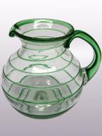  / Jarra de vidrio soplado con espiral verde esmeralda